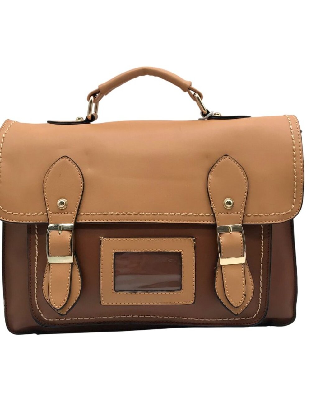 Move & Moda Brown Faux Leather Convertible Work Briefcase Crossbody
